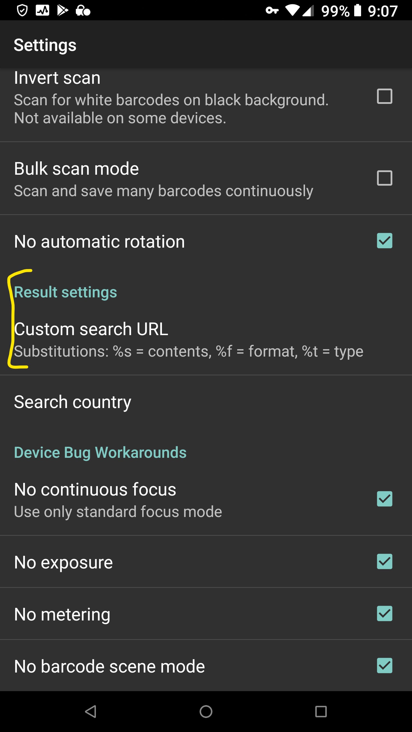 Tap Custom search URL